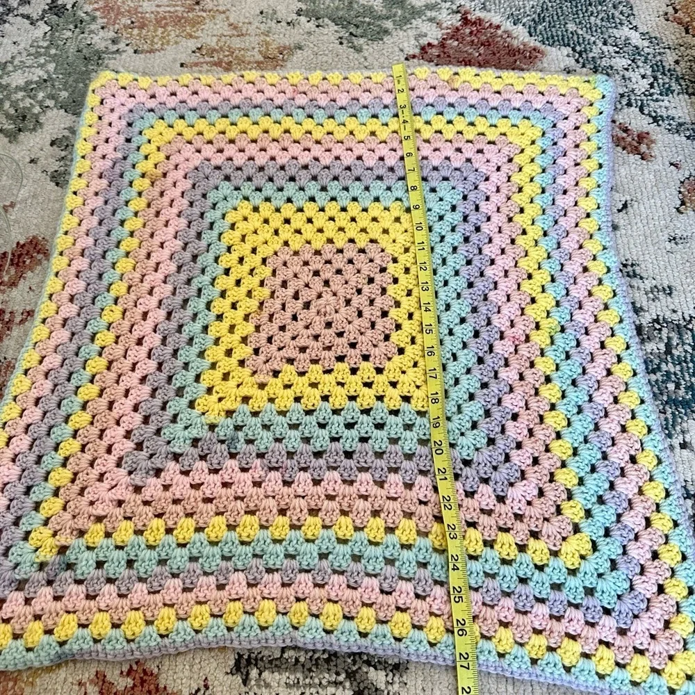 Handmade Brilliant Pastel Baby Girl Crochet Blanket Granny Square Baby Gift